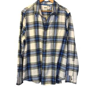 Huckberry Wellen Men's Slub Plaid Flannel Button Up Shirt XL Western Country